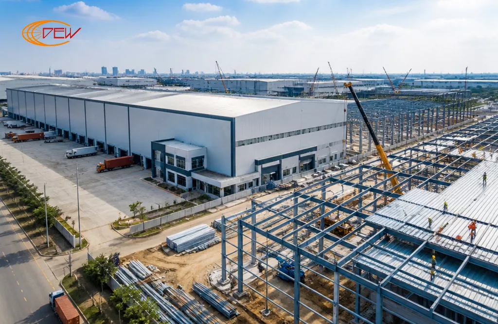 Modern warehouse development using pre-engineered steel building technology