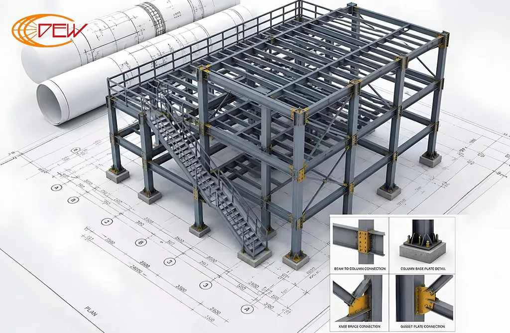 3D Structural Steel Model with Engineering Design and Detailing