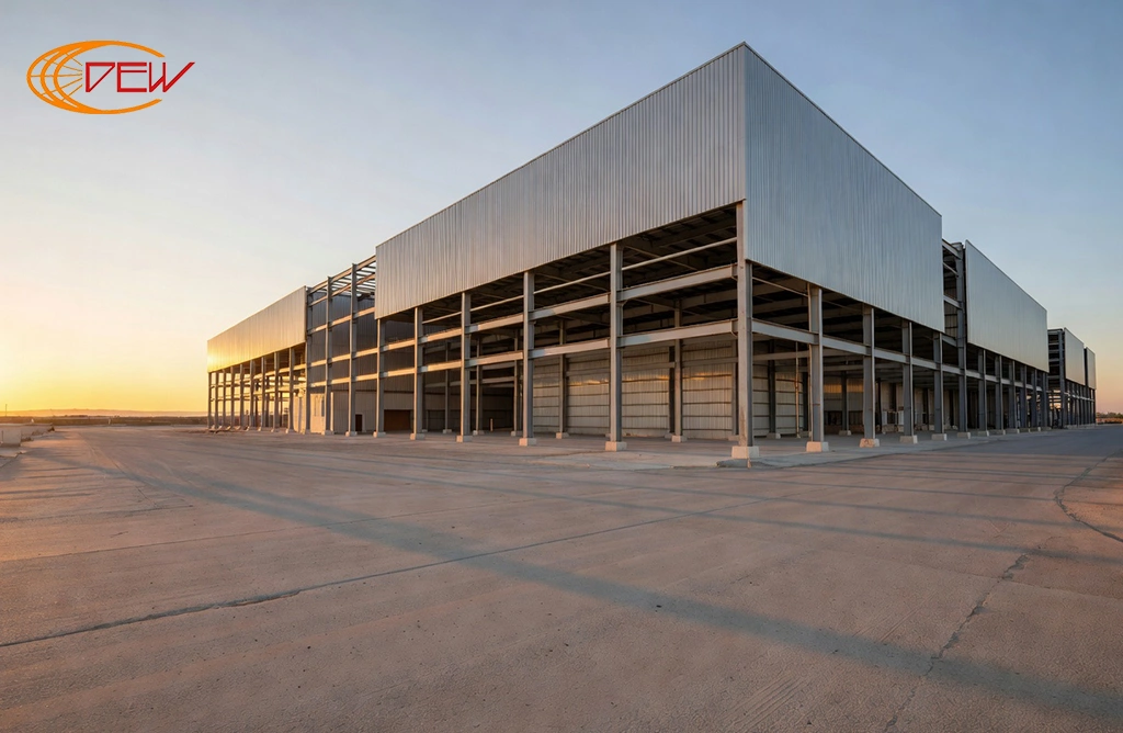 Industrial Shed Construction by DEW Equipments for a modern warehouse project