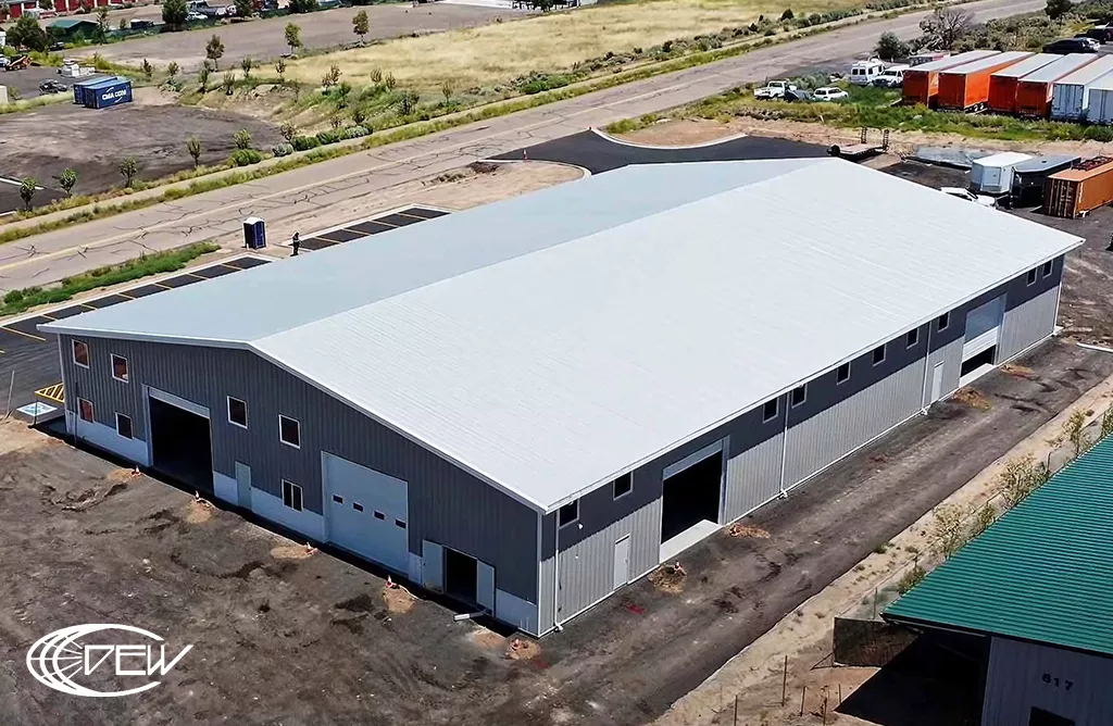 Completed warehouse PEB structure by DEW Equipments
